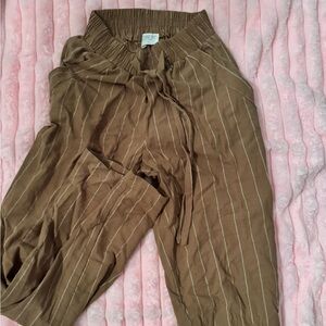 flowy khaki striped comfy pant